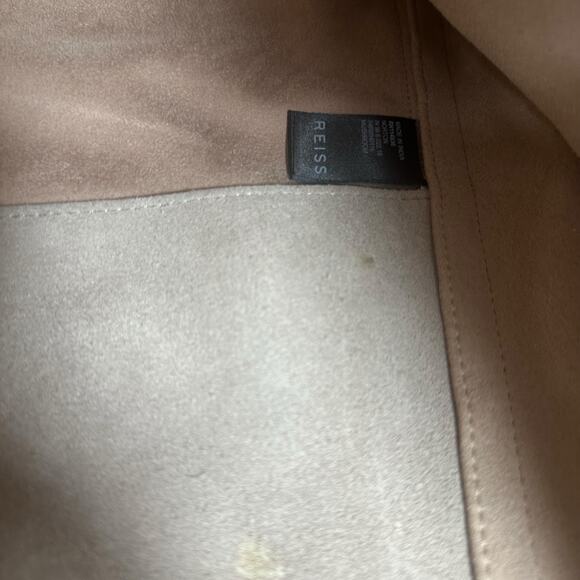 Reiss Beige Suede Slouchy Tote Bag Leather Trim Soft Unstructured Shoulder Purse - Picture 7 of 15